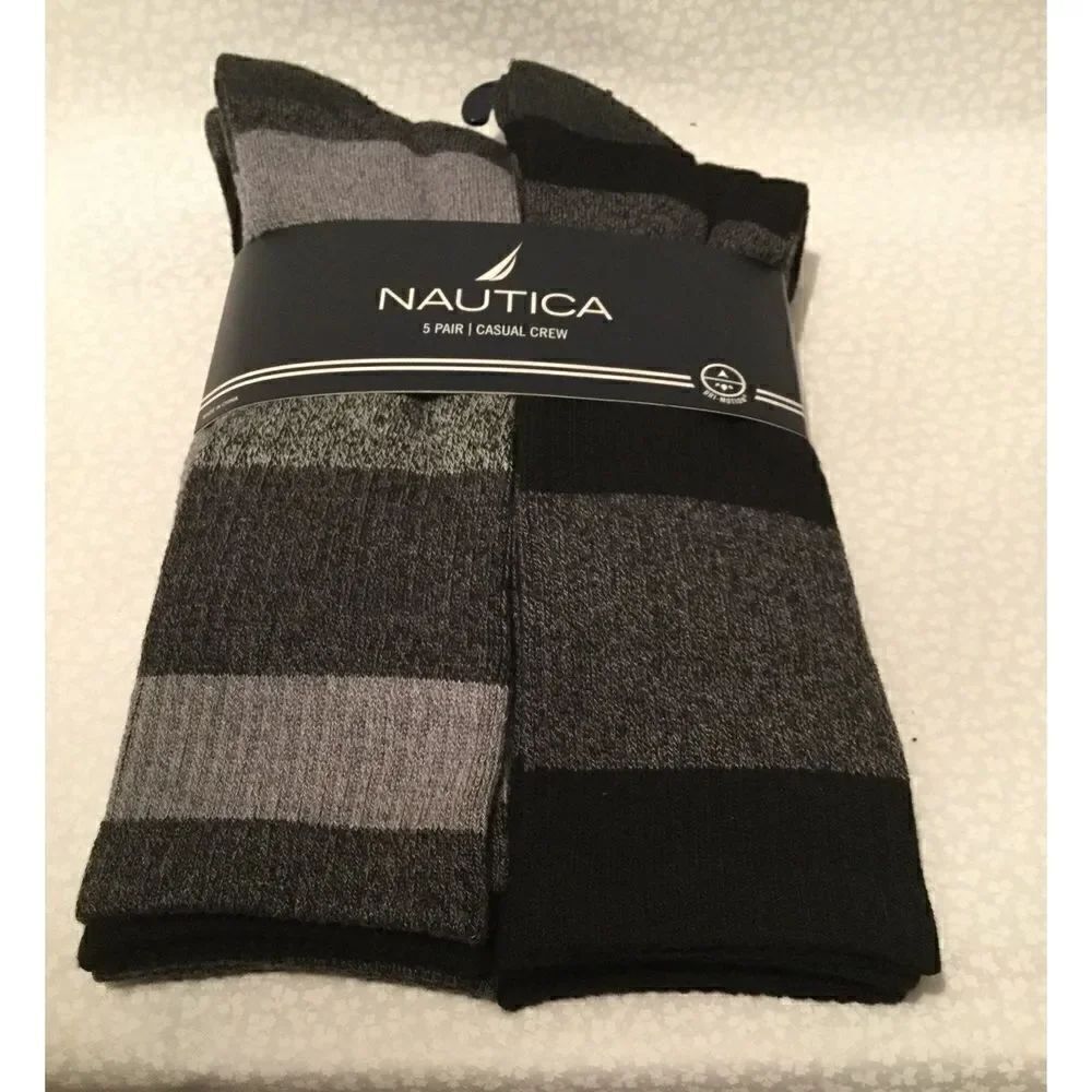 NAUTICA Mens 5 Pr Casual Crew Socks 10-1